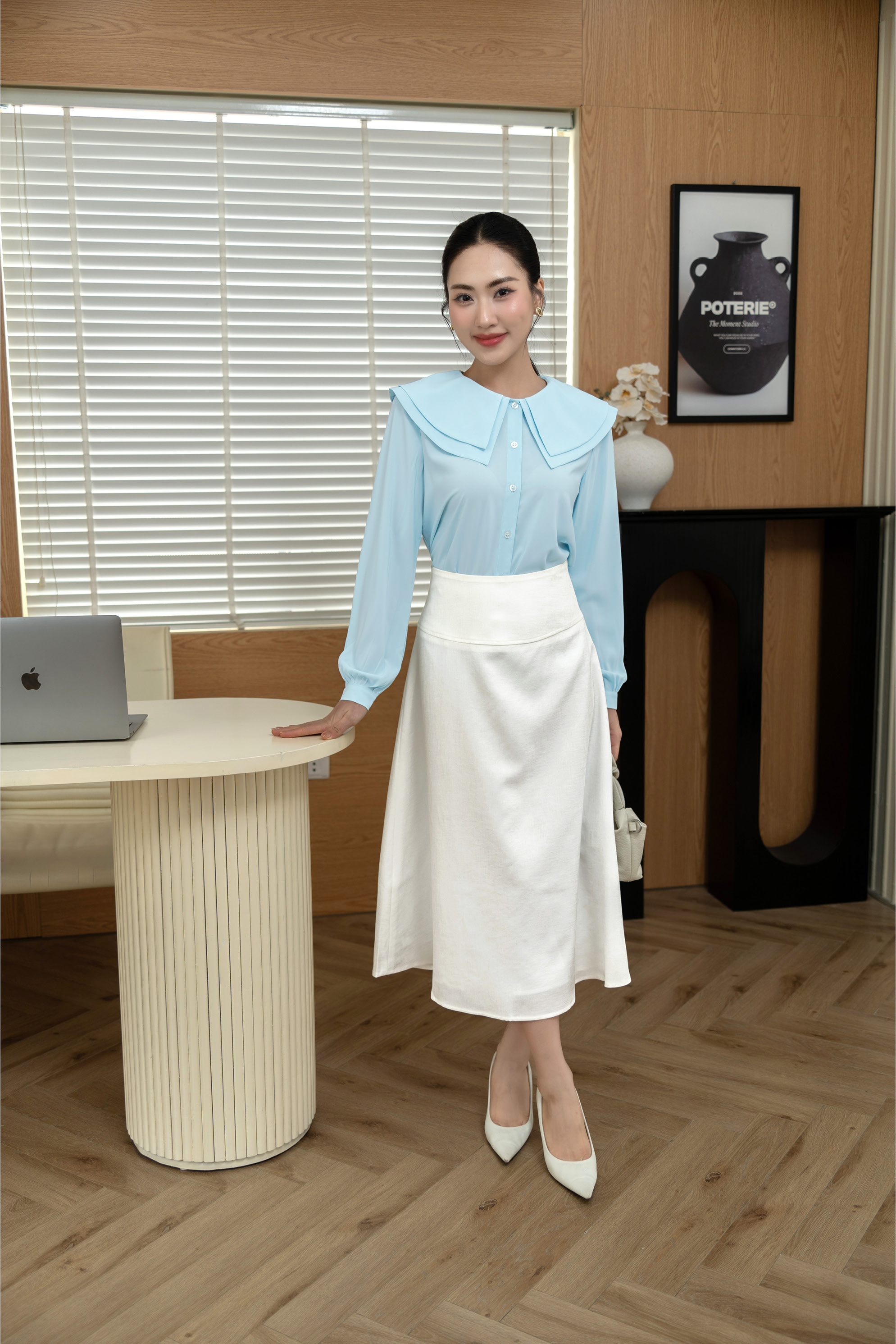 Áo sơ mi 2 lá cổ sen nhật DT 23BW366203 /ON2302