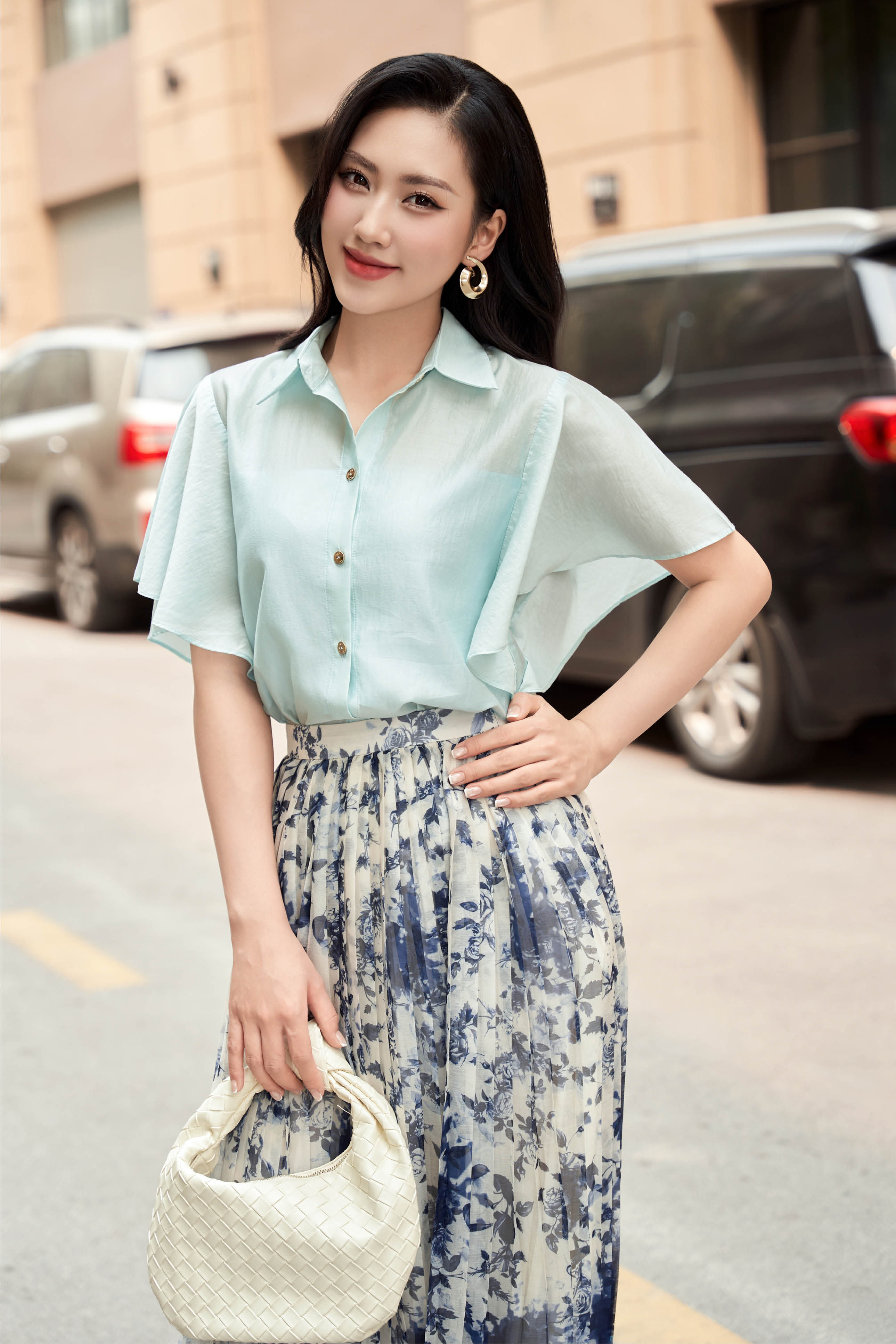 Chân váy dập ly nữ 24MF36896150/SP2409