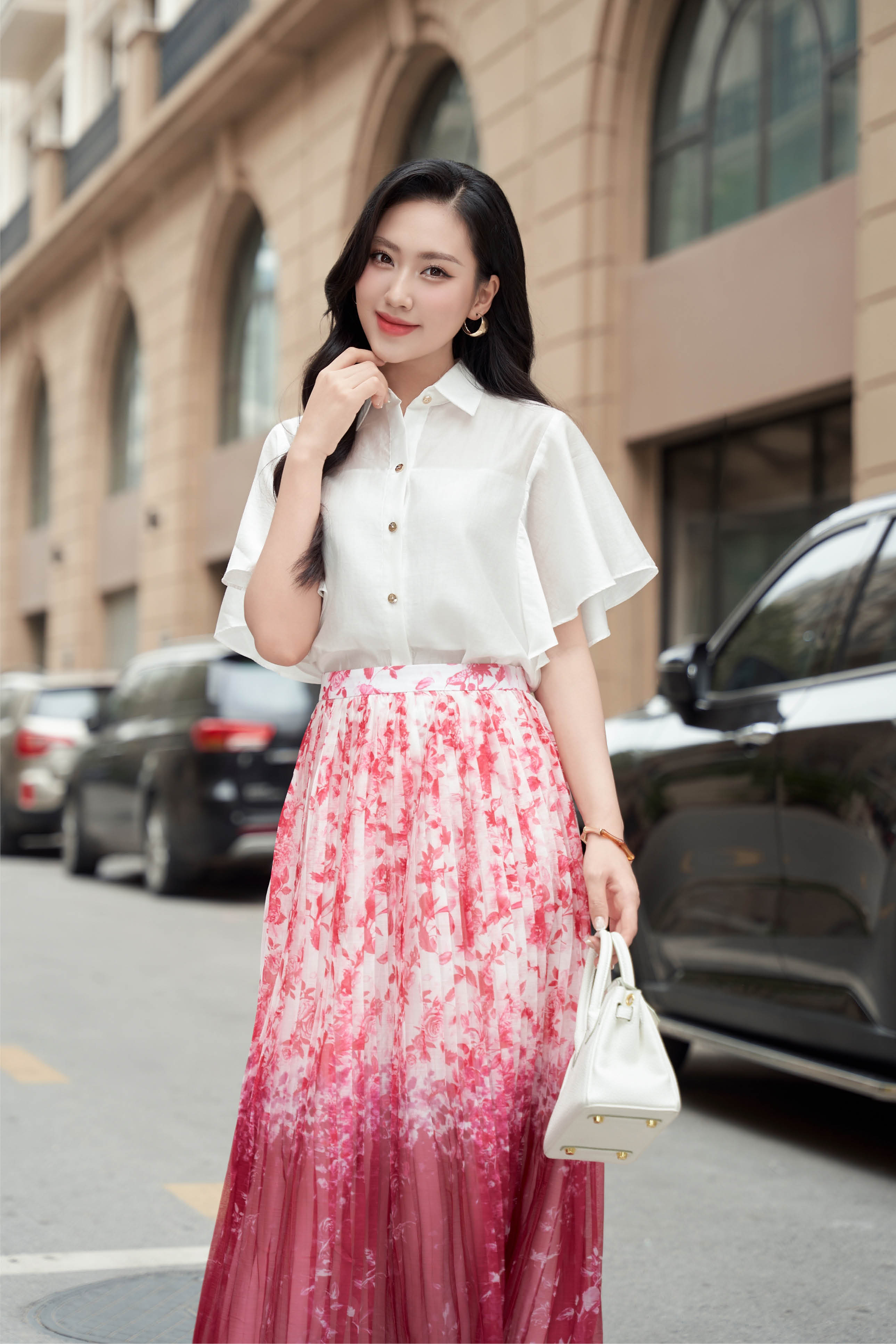 Chân váy dập ly nữ 24MF36896150/SP2409