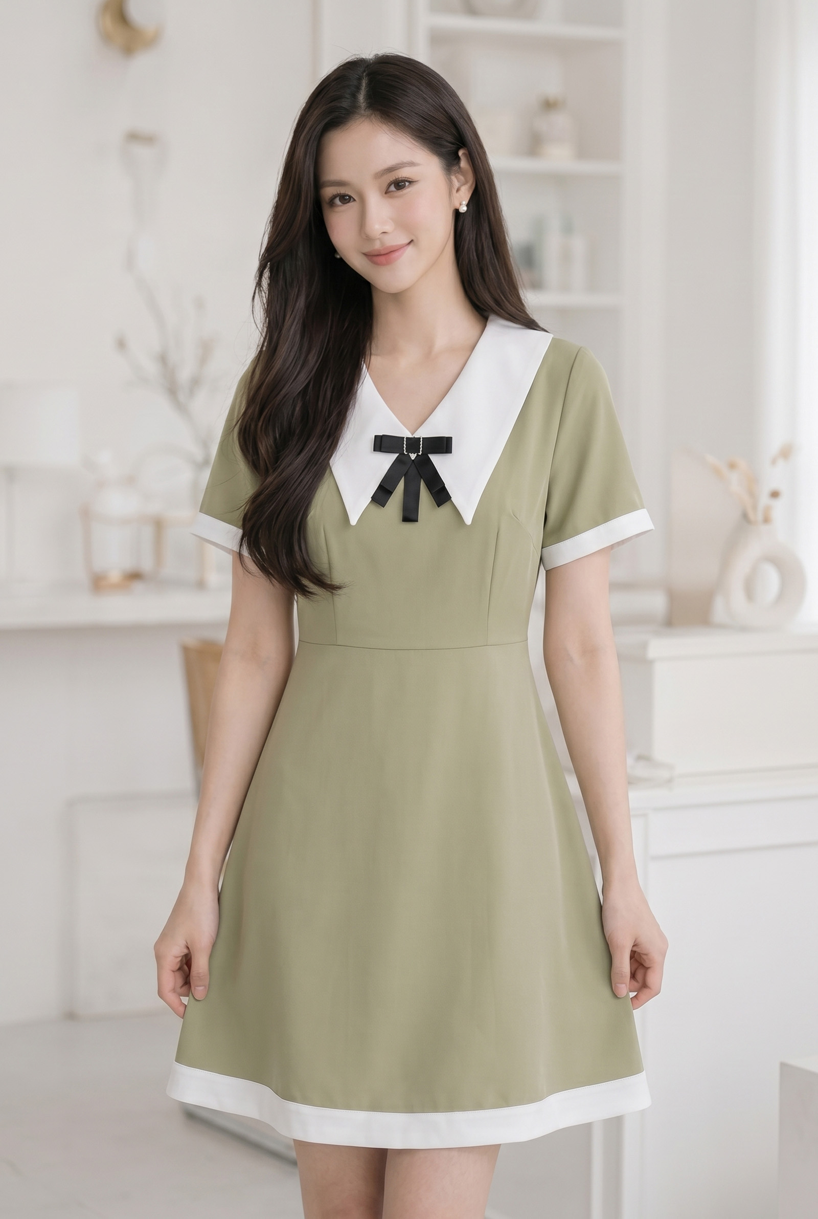 Đầm A cổ sen nhật nhọn NT 23DW1B56176/ON2302