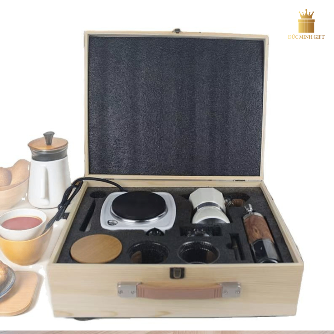 Set Qùa Năng Lượng Bứt Phá 10 món hộp gỗ in logo