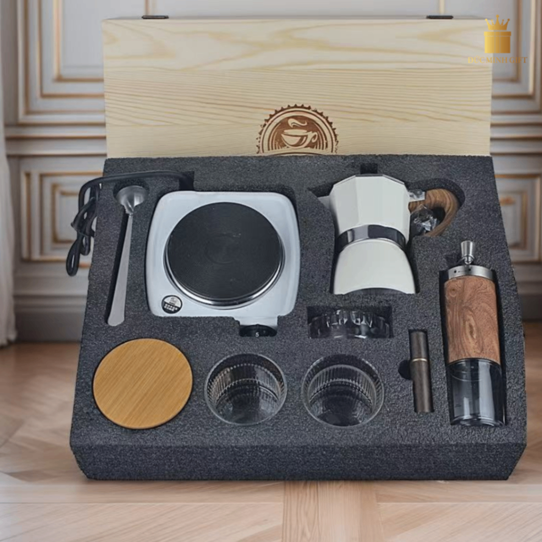 Set Qùa Năng Lượng Thành Công 10 món hộp gỗ in logo