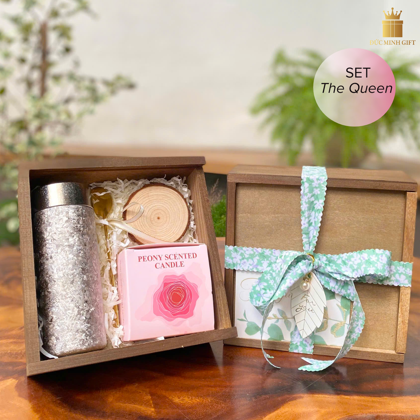 Bộ quà tặng The Queen nữ hoàng party bình giữ nhiệt pha lê bạc 200ml