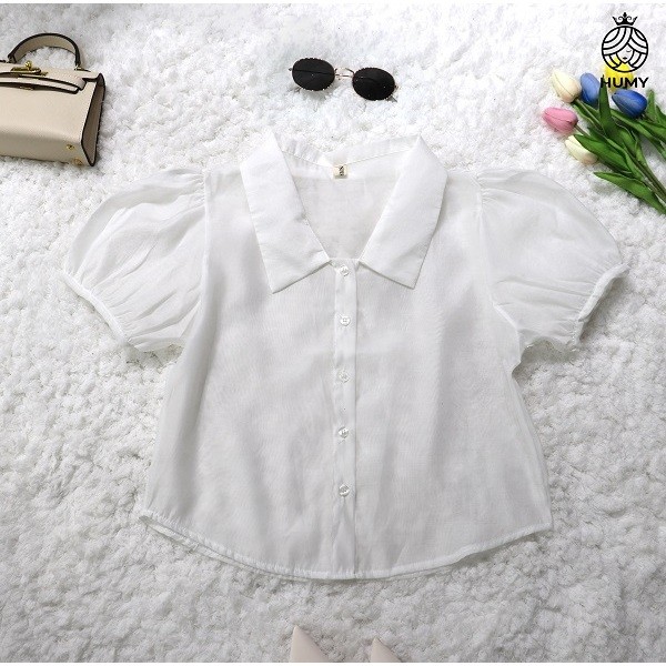 ÁO SƠ MI TAY TRẮNG CỔ SEN
