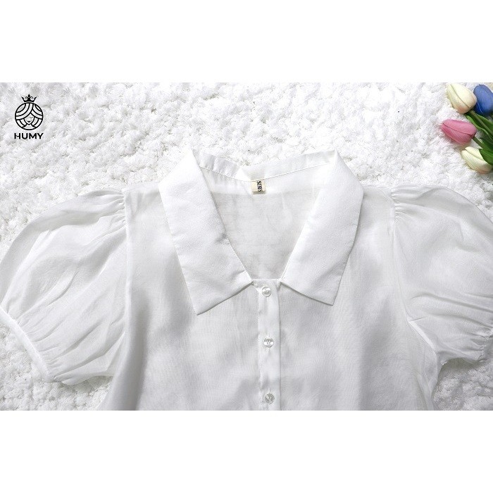 ÁO SƠ MI TAY TRẮNG CỔ SEN
