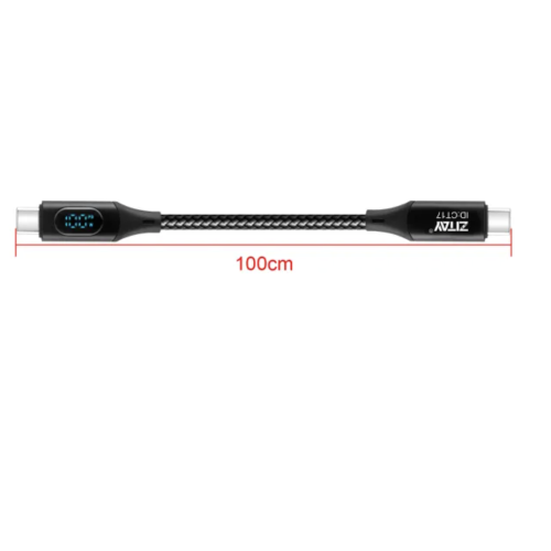 Dây cáp nguồn ZITAY 100W USB Type-C sang USB Type-C với màn hình LED -100cm