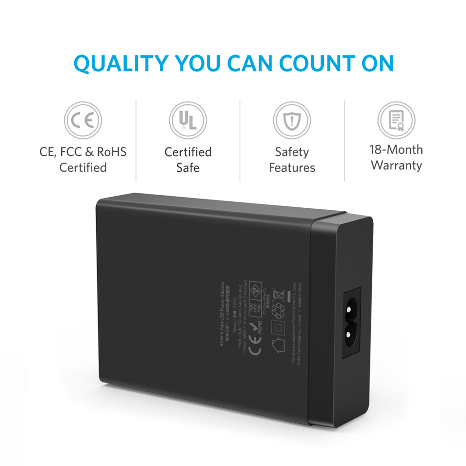 Sạc Anker 6 Cổng 60W [PowerPort 6 - 60W]