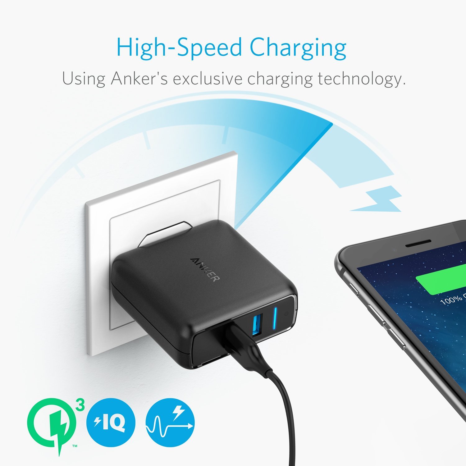 Sạc Anker Poweport Speed 2, 39w, Sạc nhanh Quick Charge 3.0 - A2025