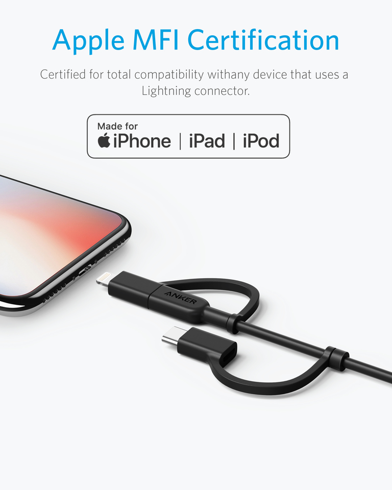 Cáp 3 in 1 Anker Powerline II - 0.9M (Lightning - Type C - Micro USB)