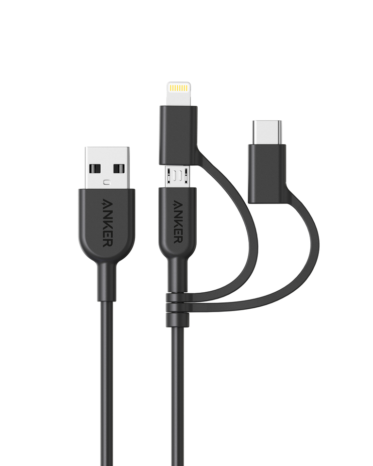 Cáp 3 in 1 Anker Powerline II - 0.9M (Lightning - Type C - Micro USB)