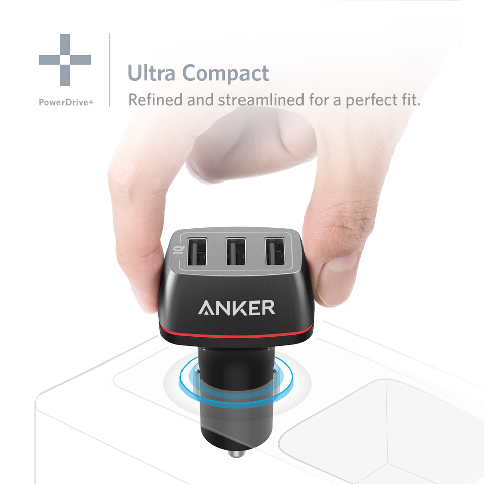 Sạc ô tô Anker 3 cổng, 36w - (PowerDrive+ 3, 36w)