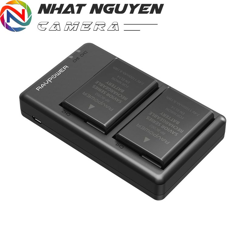 Bộ 2 pin và 1 sạc đôi RAVPower EN-EL14 cho Nikon