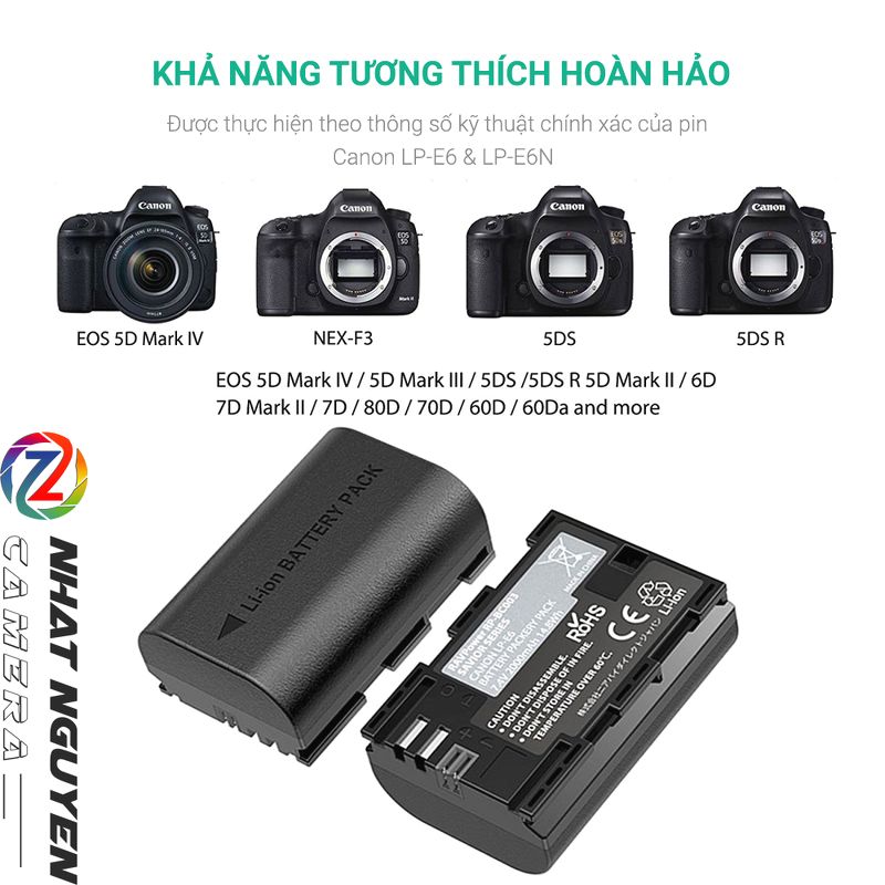 Bộ 2 pin và 1 sạc đôi RAVPower LP-E6N cho Canon