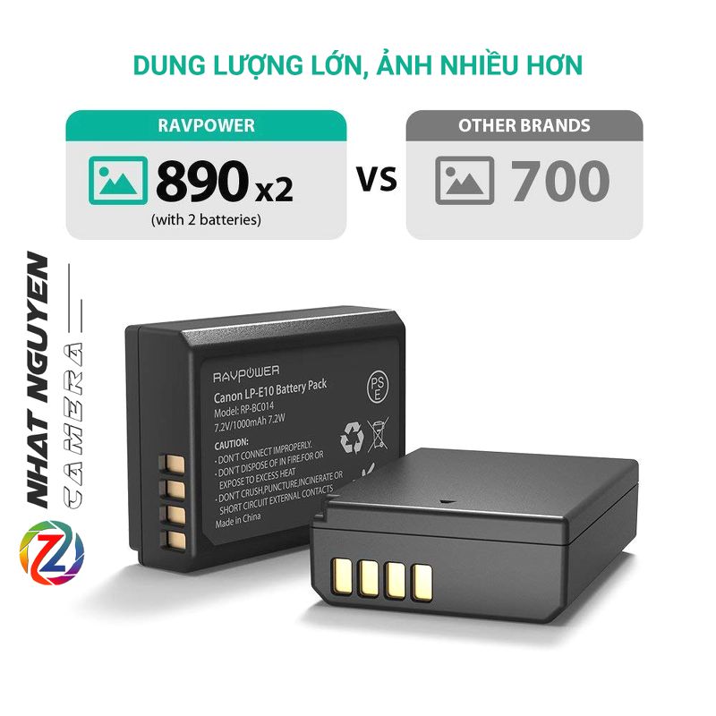 Bộ 2 pin và 1 đế sạc đôi RAVPower LP-E10 cho Canon