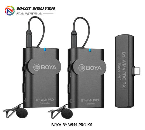 BY-WM4 PRO K6 - Micro không dây Boya BY WM4 PRO K6 cổng Type C ( 2 phát 1 nhận) - Bảo hành 12 tháng