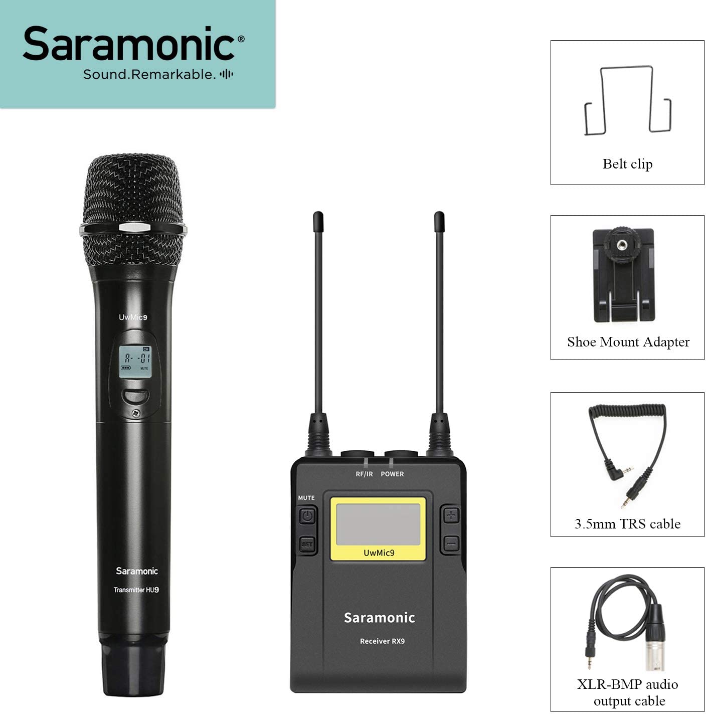 Micro không dây Saramonic UwMic9 RX9 + HU9 (514 - 596 MHz) - Bảo hành 12 tháng