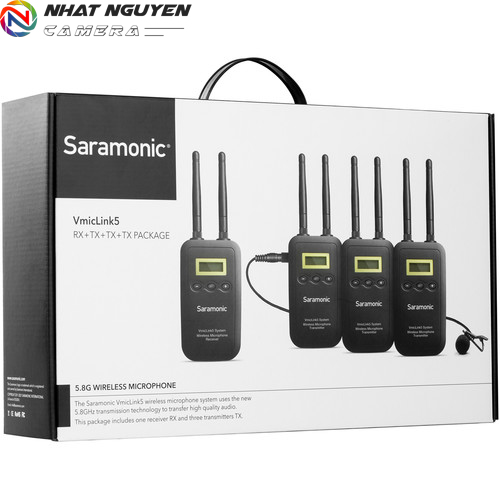 Micro không dây Saramonic VmicLink5 RX+ 3TX (5.8 GHz) - Bảo hành 12 tháng