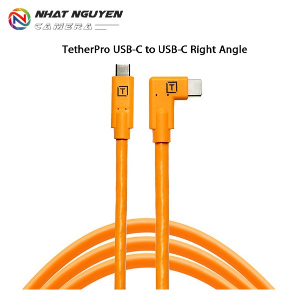 Dây Tether Tools - Cáp TetherPro USB C to USB C Right Angle, 1 đầu cong - Dài 4.6m - Màu Cam