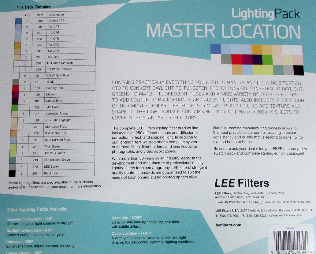 Gel Màu LEE Filters Master Location Pack