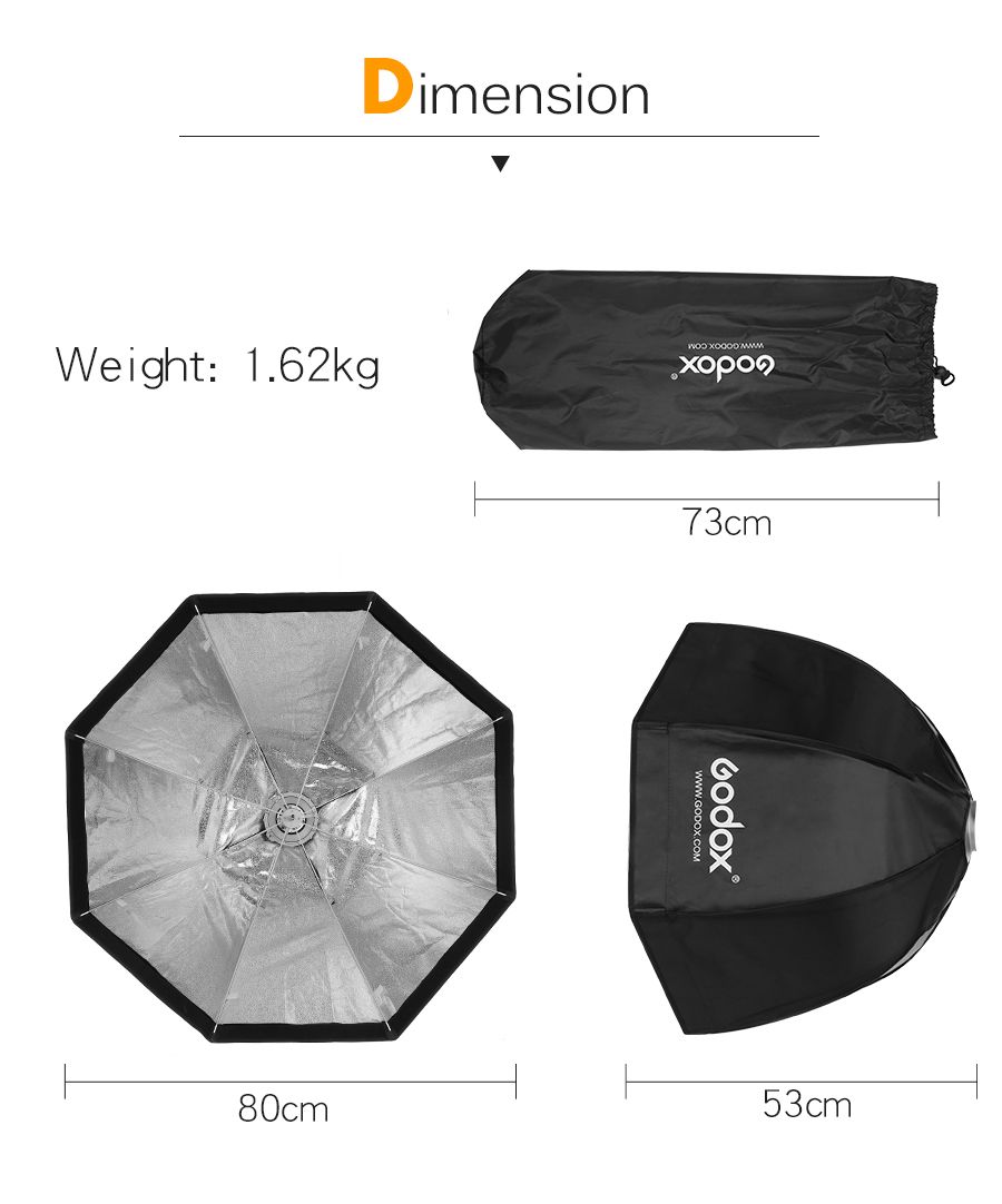 Softbox Dù Godox 80cm kèm tổ ong - Softbox bát giác 80 cm - Godox softbox 80cm ( kèm tổ ong )