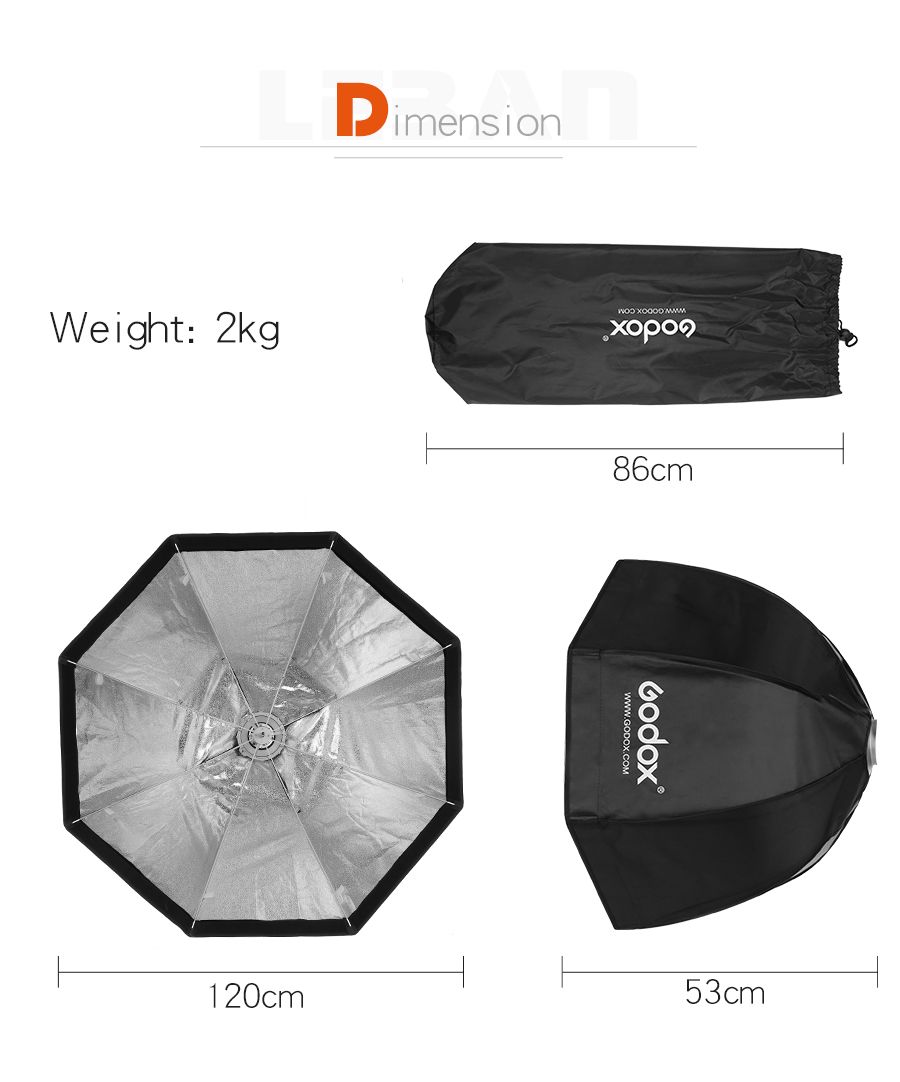 Softbox Dù Godox 120cm kèm tổ ong - Softbox bát giác 120 cm - Godox softbox 120cm ( kèm tổ ong )