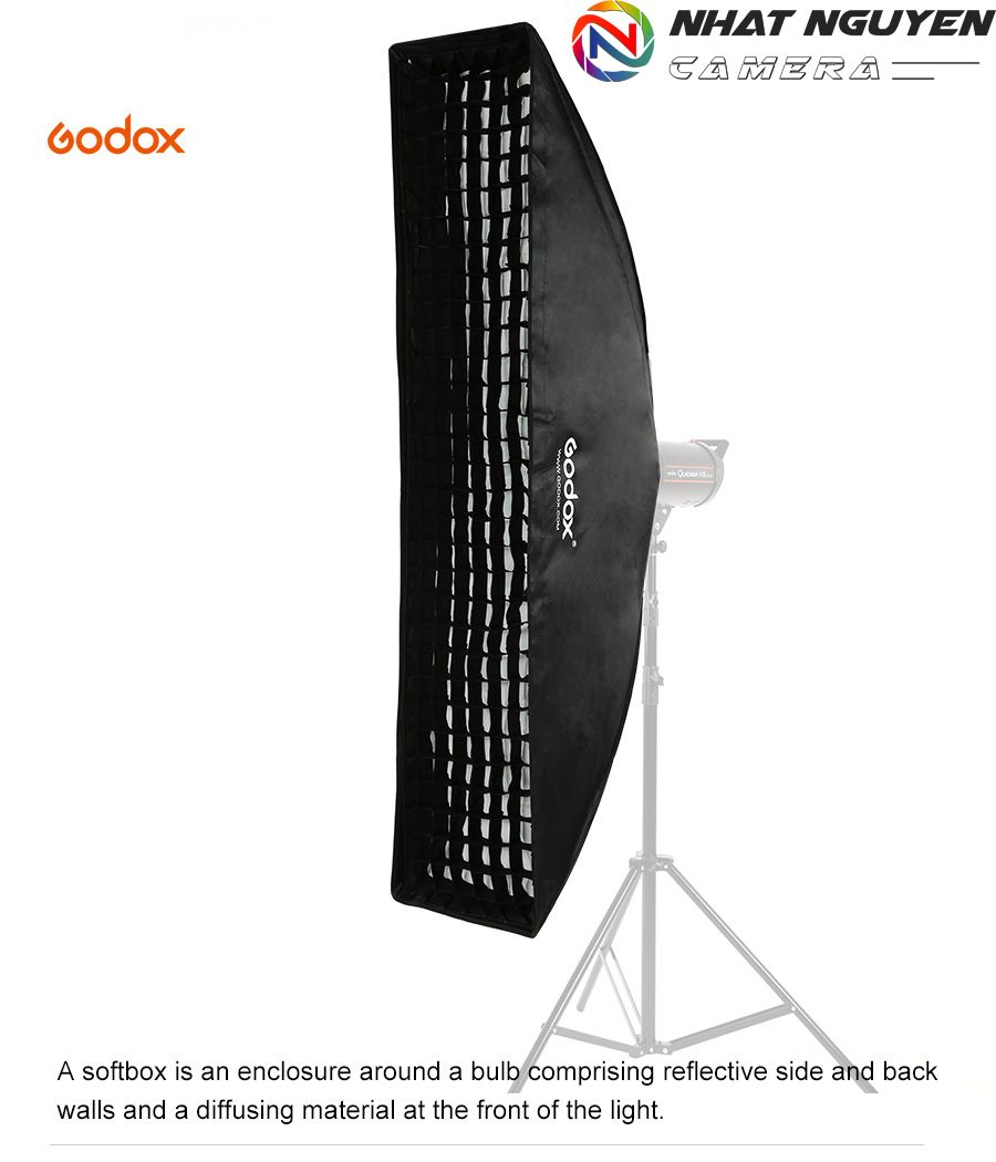 Softbox Godox 35 x 160cm kèm tổ ong - Sofbox tổ ong 35x160 cm