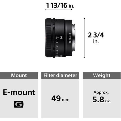 Ống kính Sony FE 24mm f / 2.8 G Chính Hãng