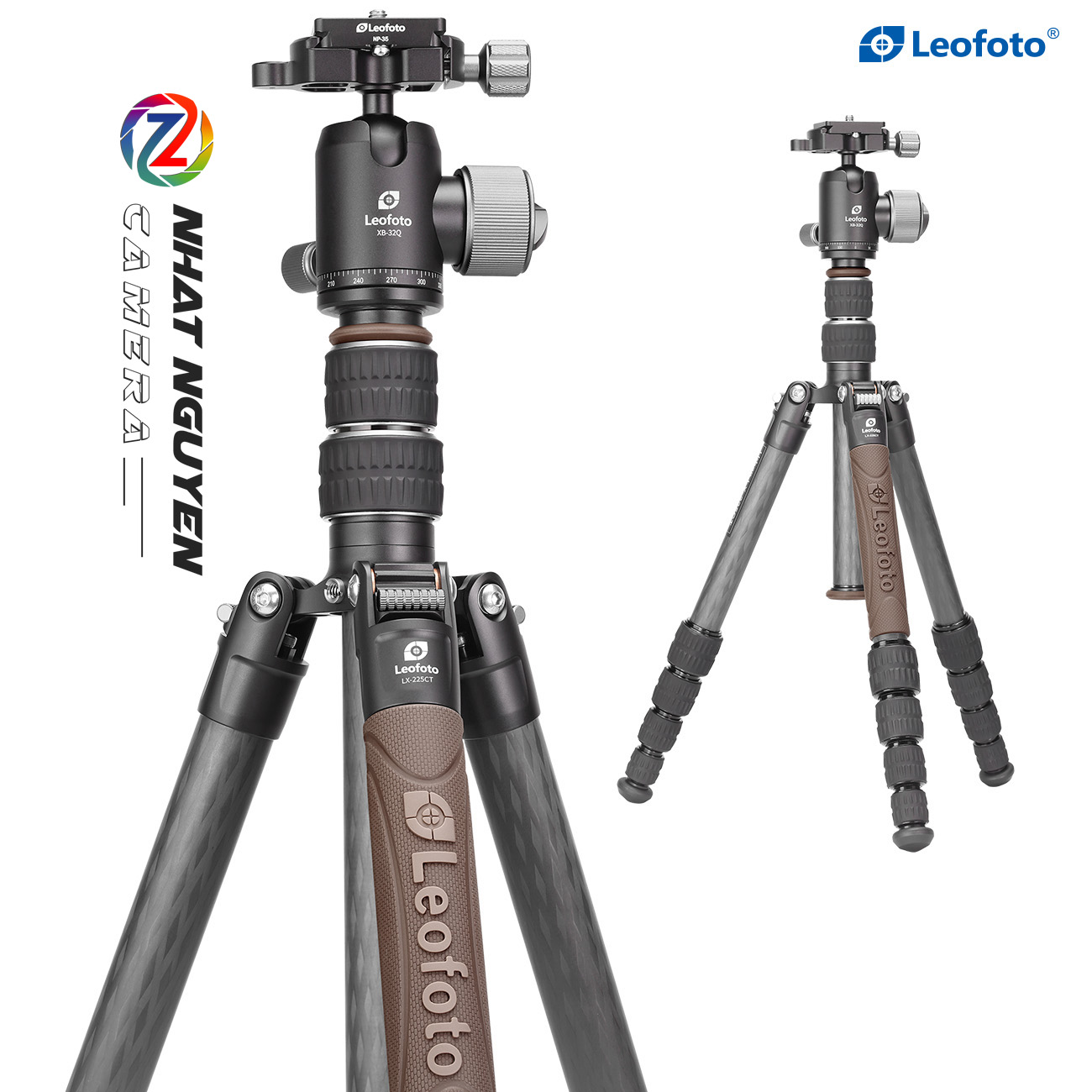 Chân tripod Leofoto LX-225CT+ đầu ball XB-32Q_Chính hãng