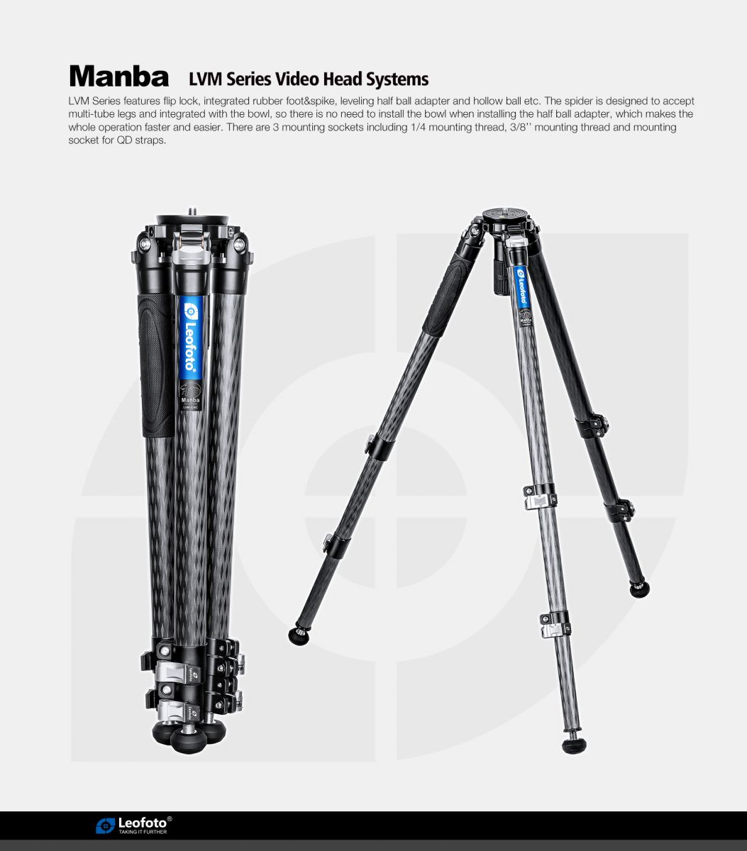 Chân tripod Leofoto LVM-323C + đầu quay BV-10_Chính hãng