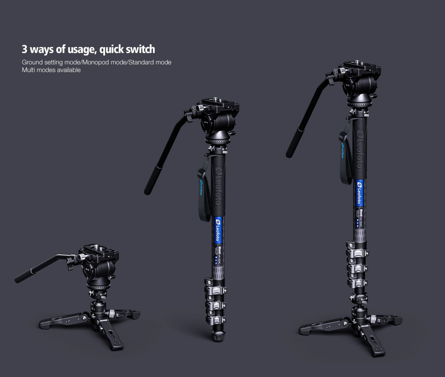 Chân monopod Leofoto MV-324C + đầu quay BV-10_Chính hãng