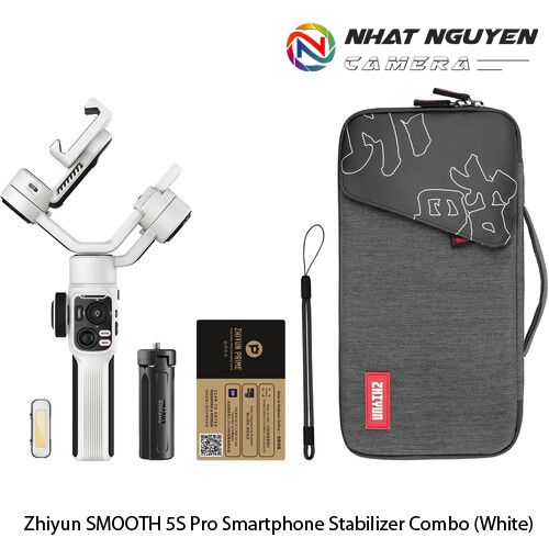 Gimbal chống rung Zhiyun SMOOTH 5S Pro Combo dành cho điện thoại - Màu Trắng - Bảo hành 12 tháng