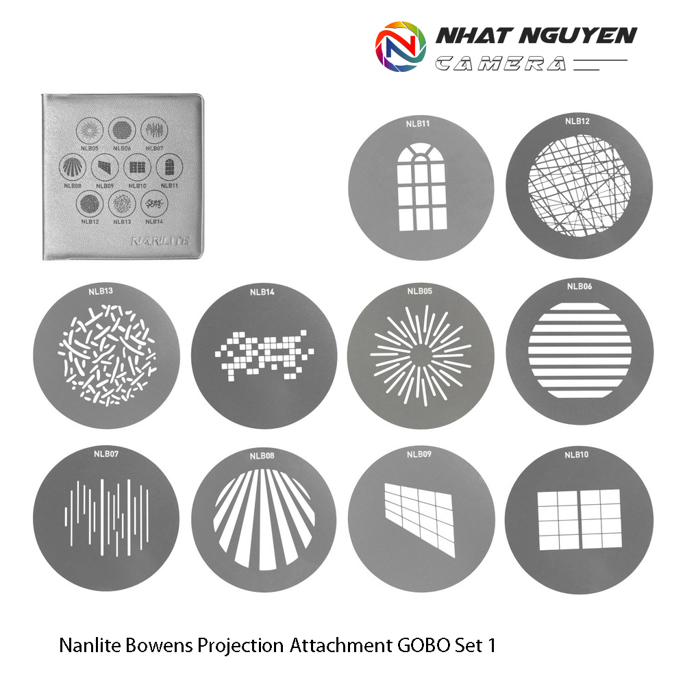 Thẻ hiệu ứng Nanlite Bowens Projection Attachment GOBO Set 1 (10 pcs)- Cho hiệu ứng PJ-BM Nanlite - Hiệu ứng lớn ngàm Bowen