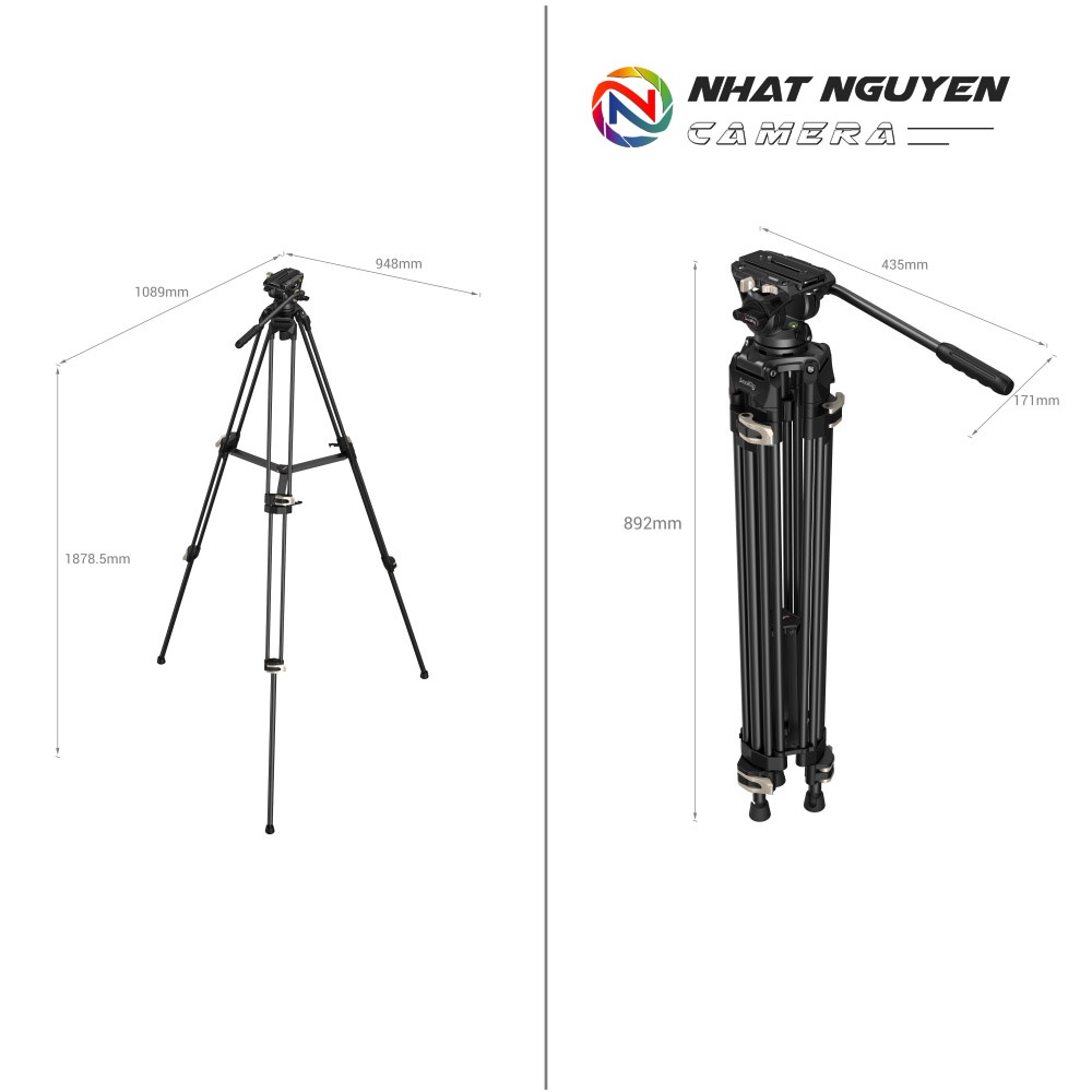 Chân máy SmallRig Heavy-Duty Fluid Head Tripod AD-01 3751