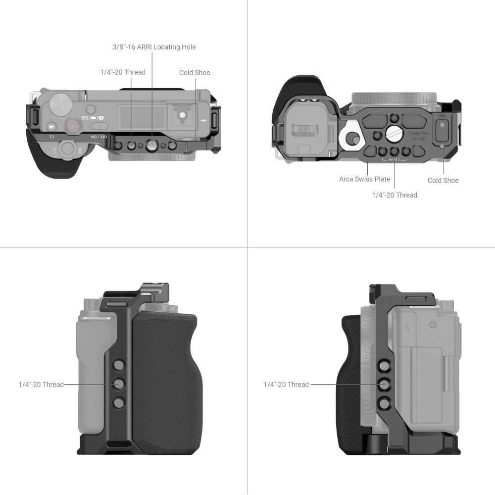 SMALLRIG Camera Cage with Grip for Sony ZV-E10 - 3538B