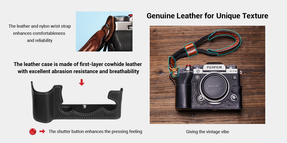 SMALLRIG Half Case / Wrist Strap Kit for FUJIFILM X-T5 - 3927