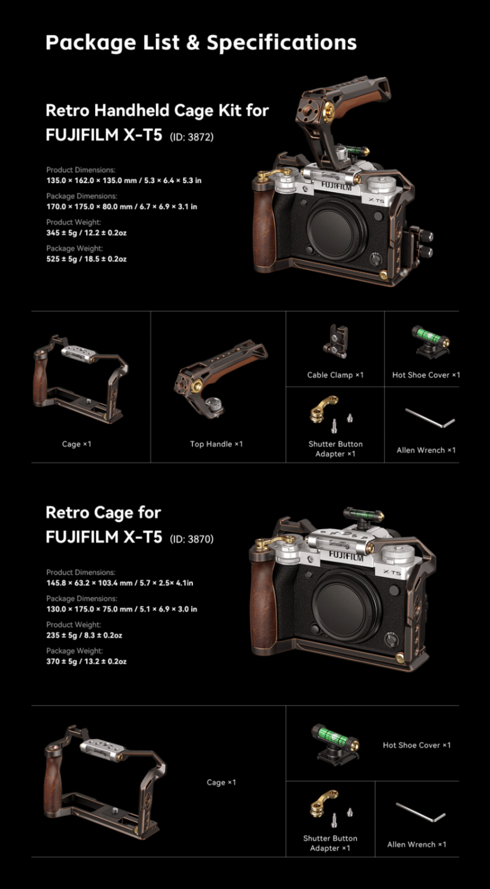 SMALLRIG Retro Handheld Cage Kit for FUJIFILM X-T5 - 3872