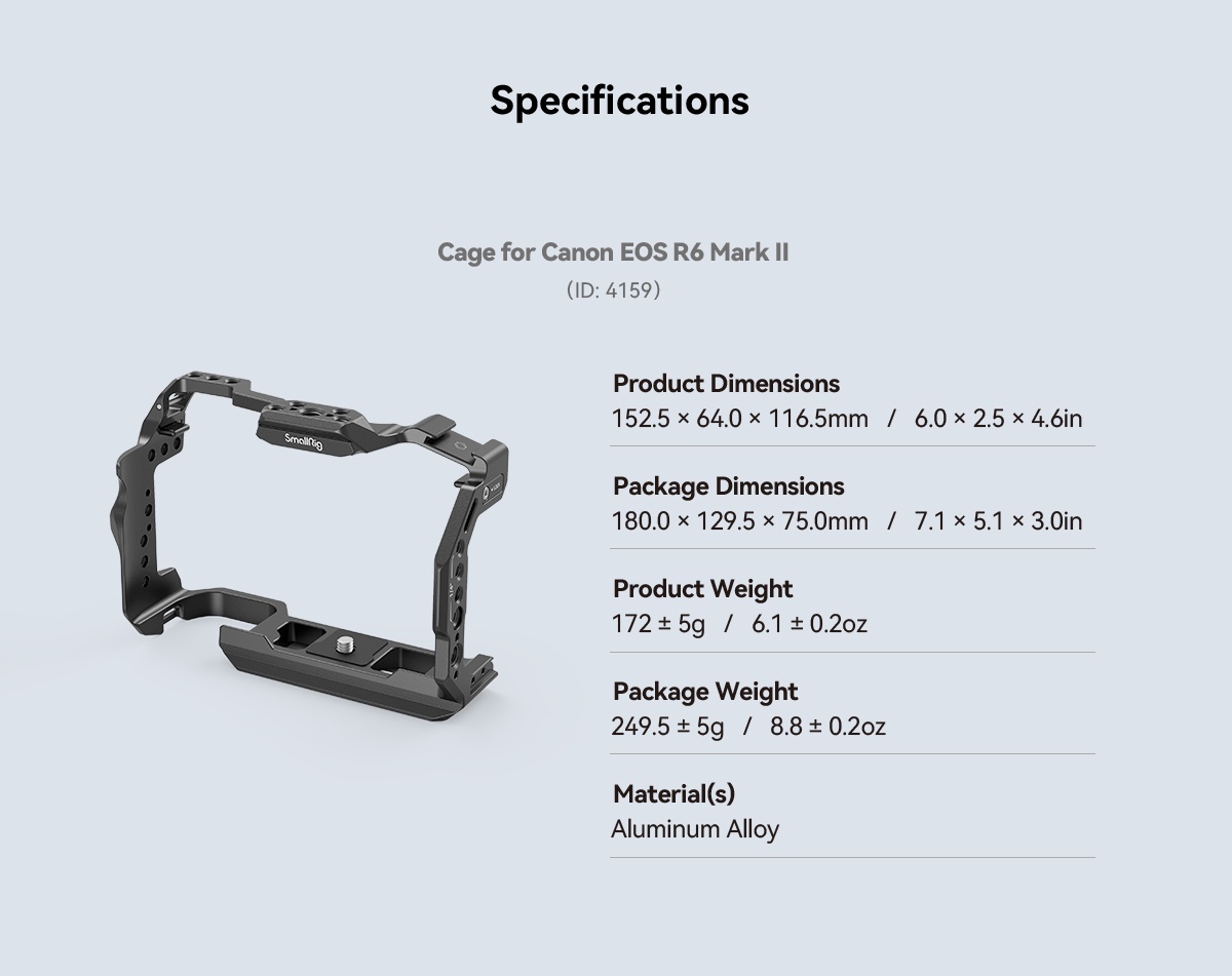 SmallRig Cage for Canon EOS R6 Mark II 4159