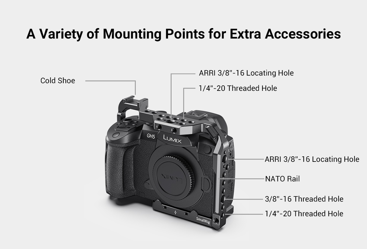 SmallRig Camera Cage for Panasonic Lumix GH5/GH5 II and GH5S CCP2646