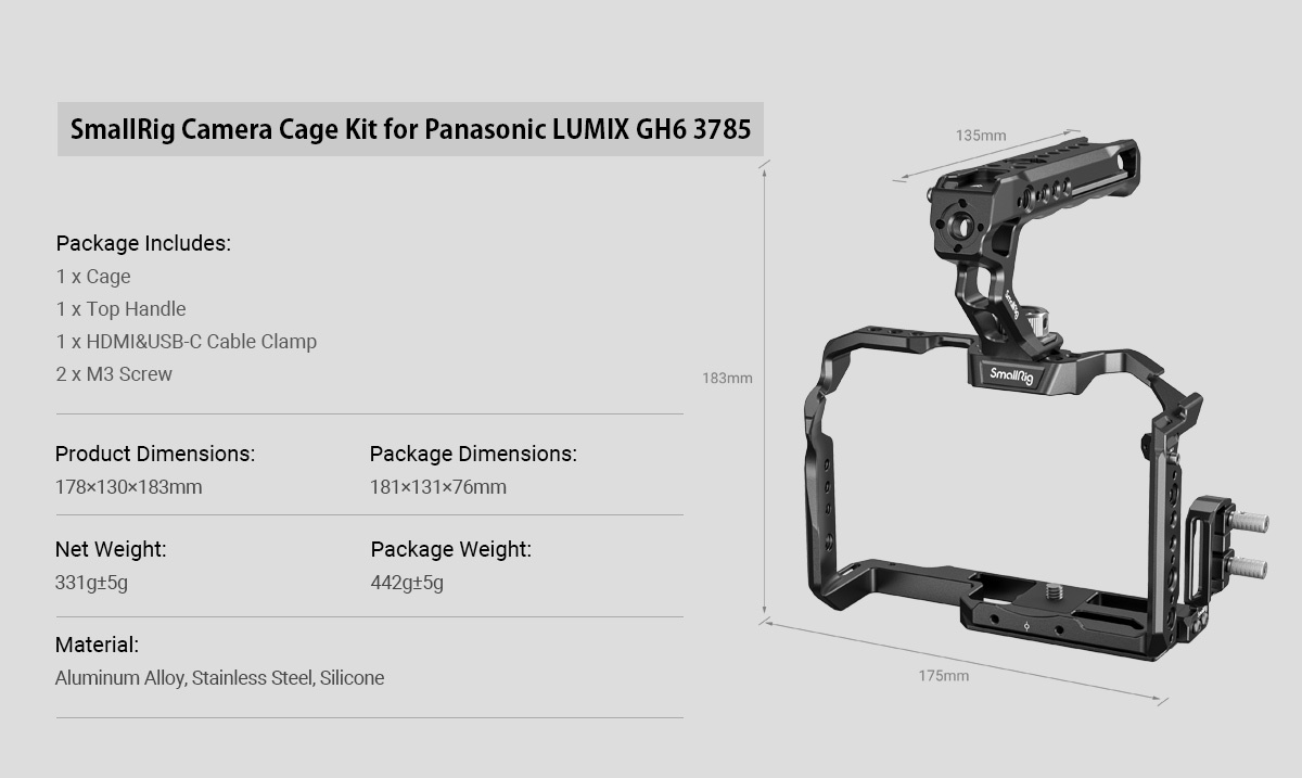 SmallRig Camera Cage Kit for Panasonic LUMIX GH6 3785