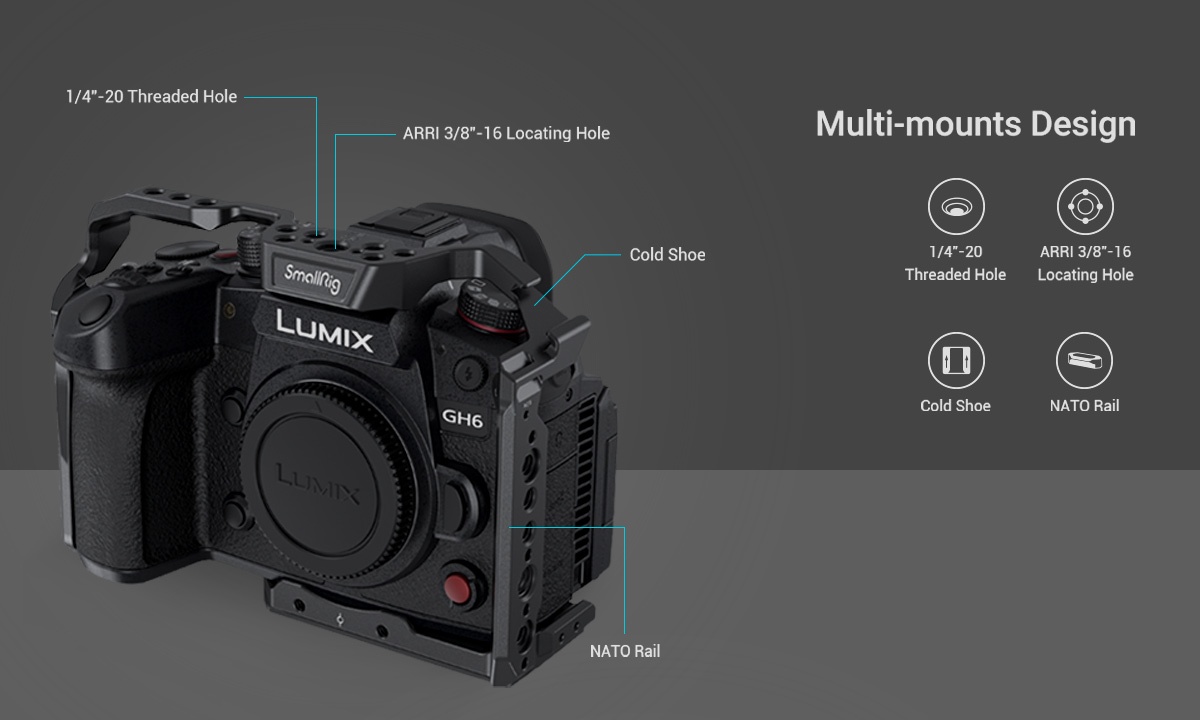 SmallRig Full Camera Cage for Panasonic LUMIX GH6 3784