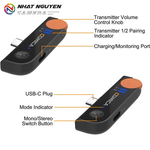 Mic Thu Âm Không Dây Comica Vimo S-UC Black - Cổng TypeC