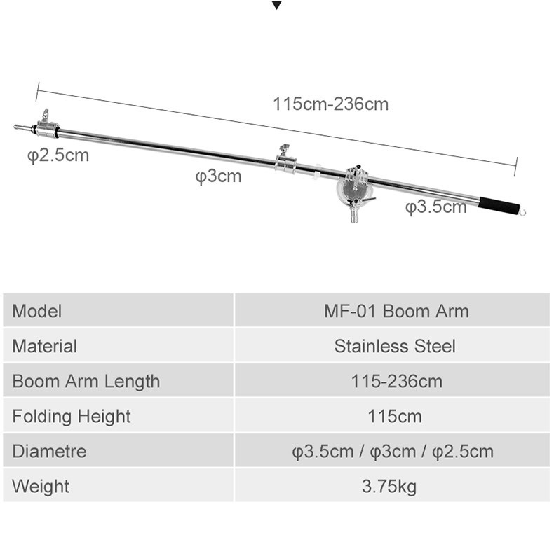 Tay boom Arm inox MF-01