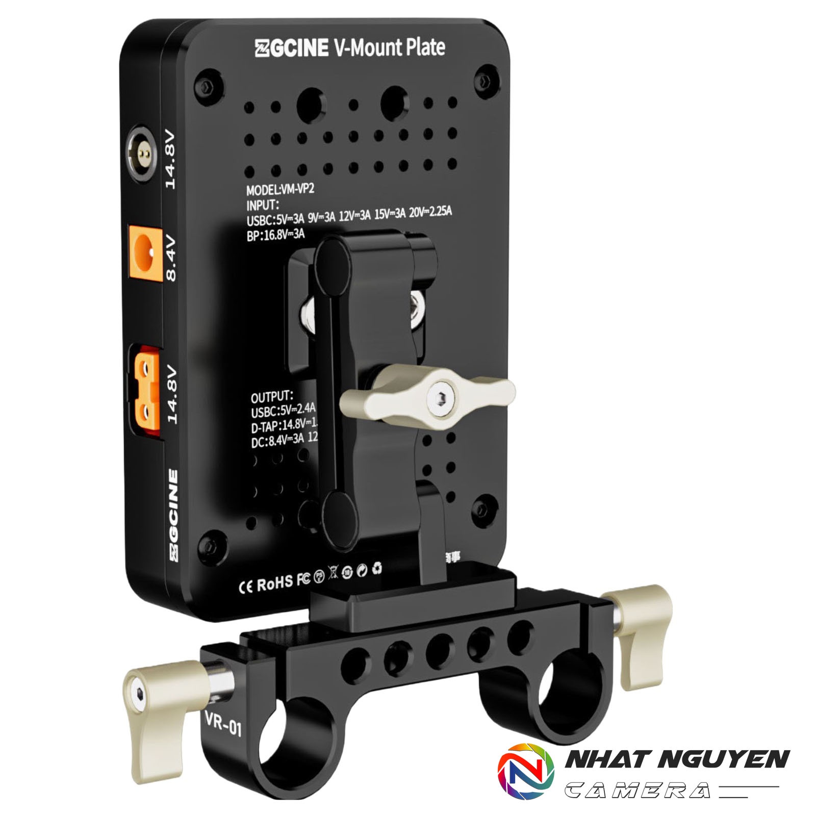 Piastra Batteria A V Zgcine VR-Kit 1 | Supporto V-Lock Con Morsetto Doppia Asta 15mm