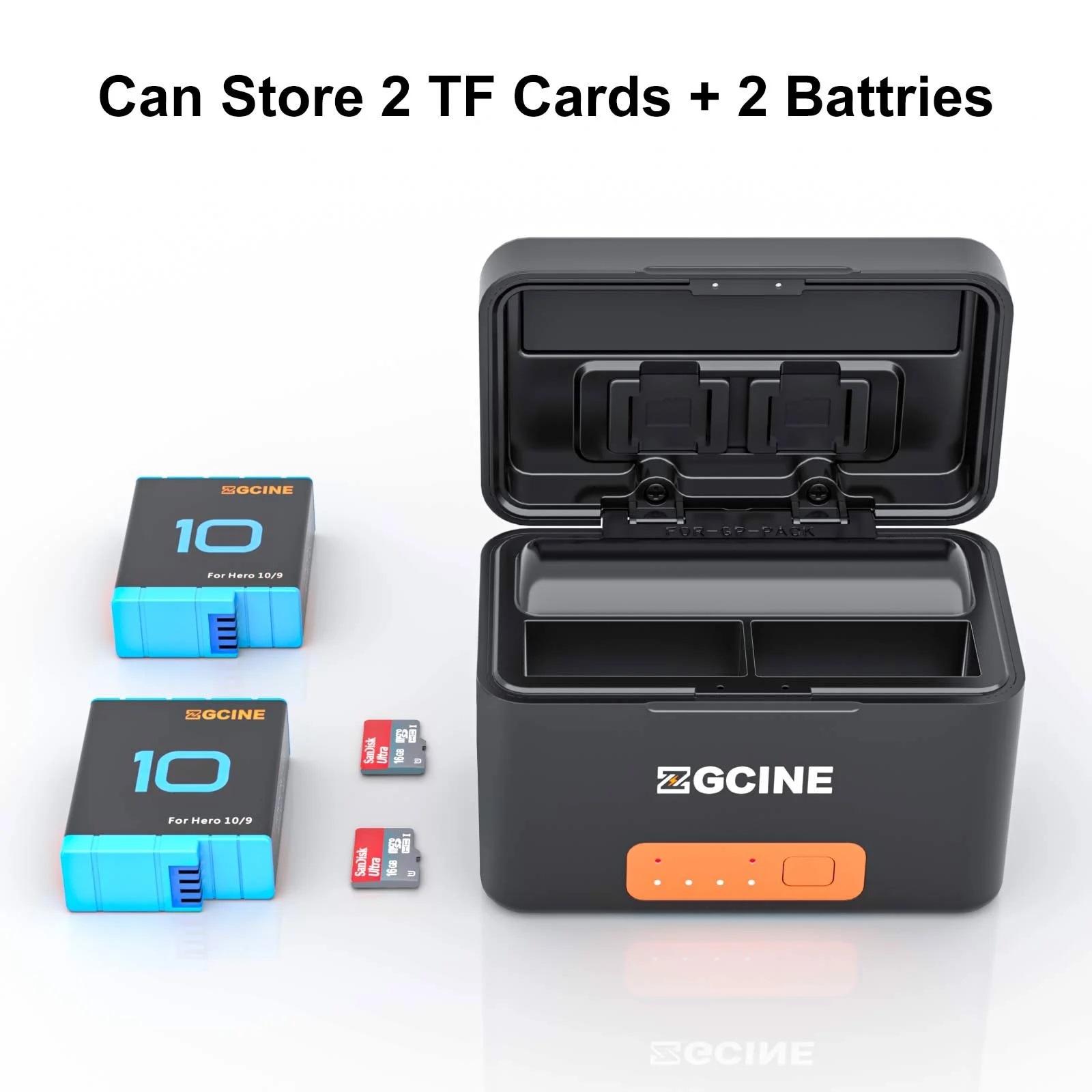 ZGCINE PS-G10 MINI Charging case for GoPro battery with 2 Charging Slots