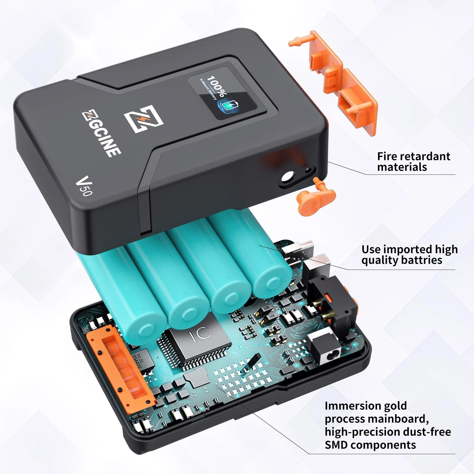 ZG-V50 V-MOUNT BATTERY 50Wh POCKET SIZE WITH PD FAST CHARGING - Pin Vmount ZGCINE V50