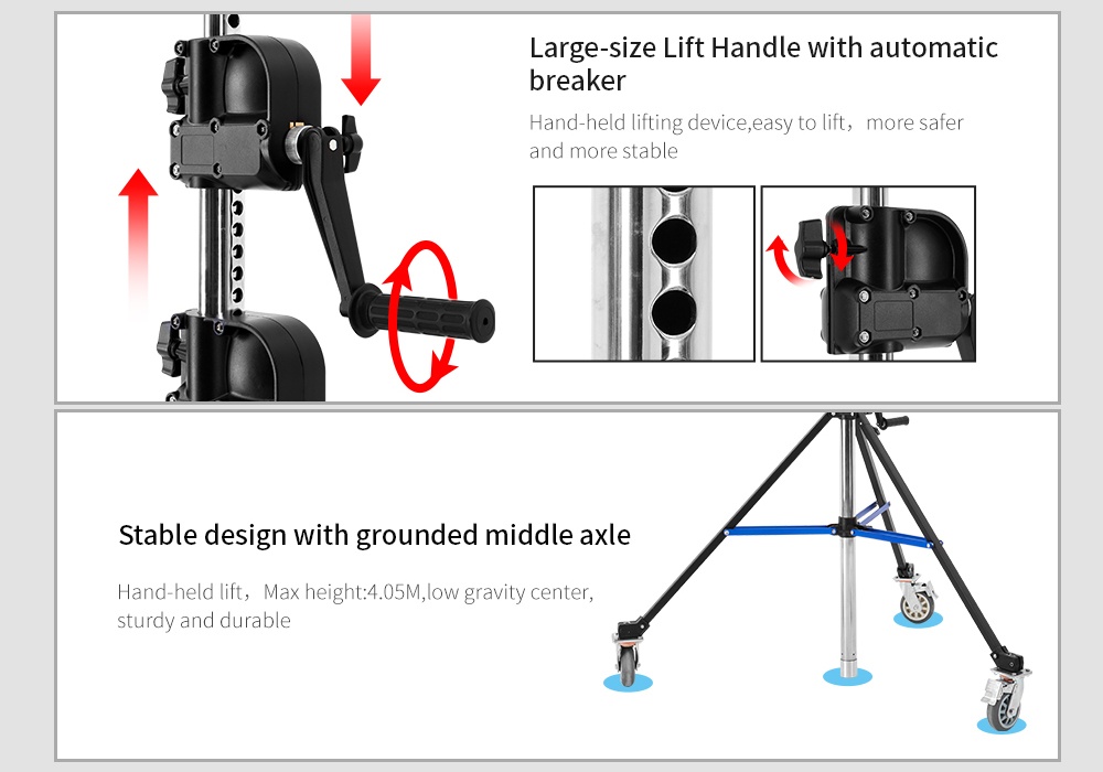 Chân Boom Jinbei BM-395 Hand Lifting Steel Studio Stand