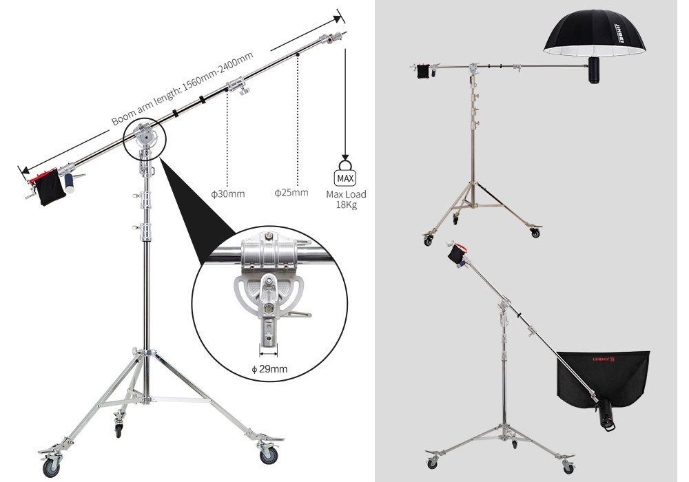 Chân đèn tay boom Jinbei BM-300 Boom Steel Light Stand