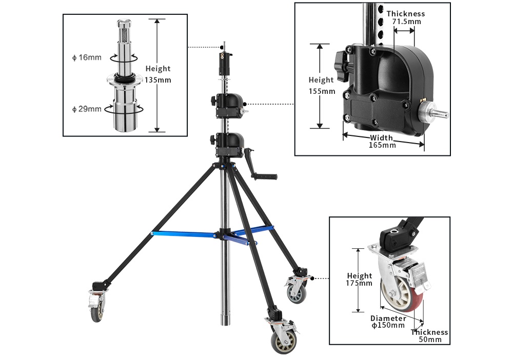 Chân Boom Jinbei BM-395 Hand Lifting Steel Studio Stand