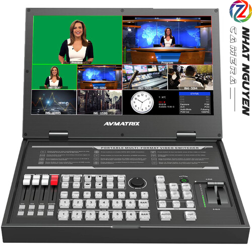 AVMATRIX PVS0615U Portable 6-Channel Switcher with USB Streaming & 15.6" Display