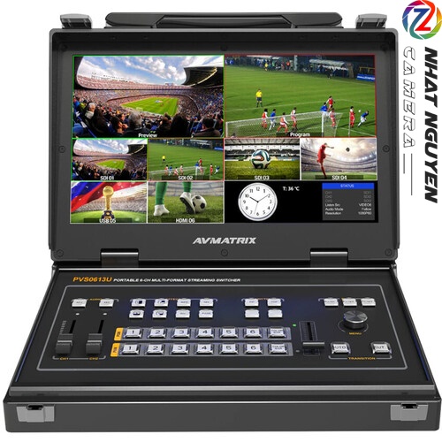 AVMATRIX PVS0613U Portable 6-Ch SDI/HDMI Multi-Format Streaming Switcher with 13.3" Display - Bảo hành chính hãng